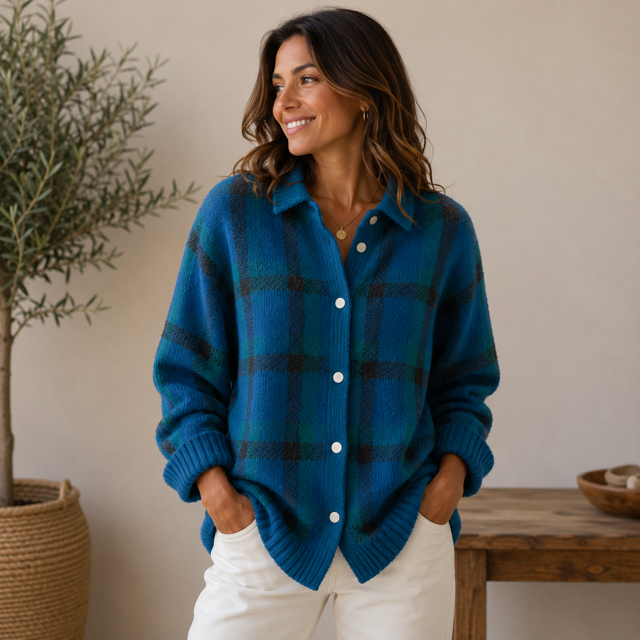 Amber Button Front Knit in Orange – Women's Cardigan