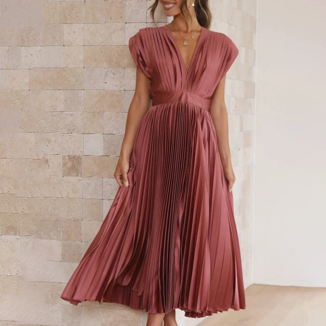 Serena | Plissiertes Abendkleid mit offener Rückenpartie