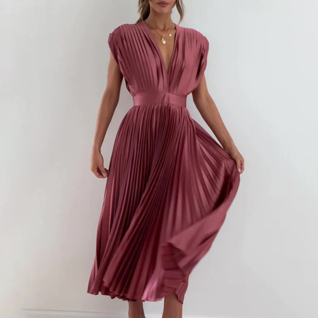 Serena | Plissiertes Abendkleid mit offener Rückenpartie