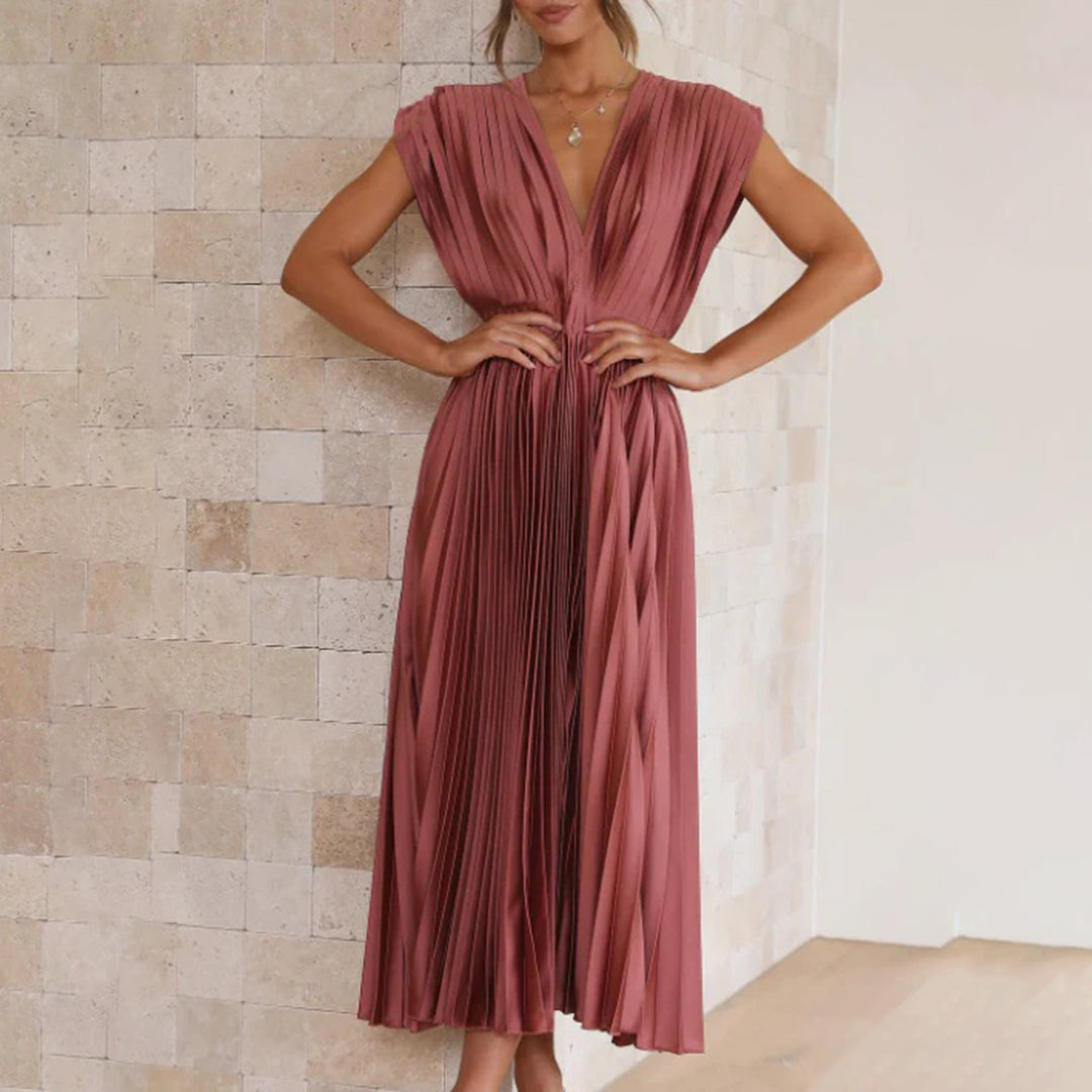 Serena | Plissiertes Abendkleid mit offener Rückenpartie