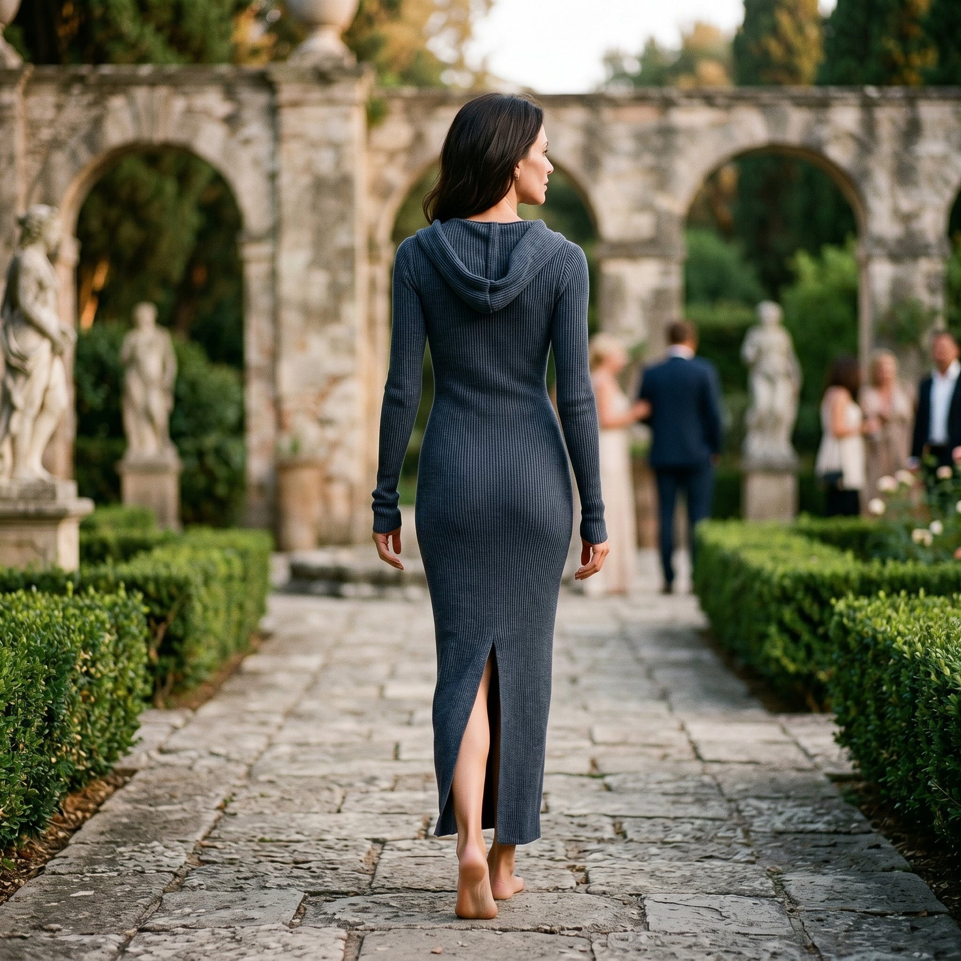 Liliane Hooded Knit in Black – Women's Maxi Dress