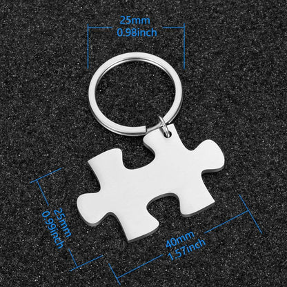 Couple's Puzzle Keychain Set | Custom Engraved Stainless Steel 6