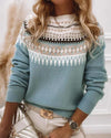Odette | Fair Isle Knit Sweater | Classic Round Neck, Long Sleeves