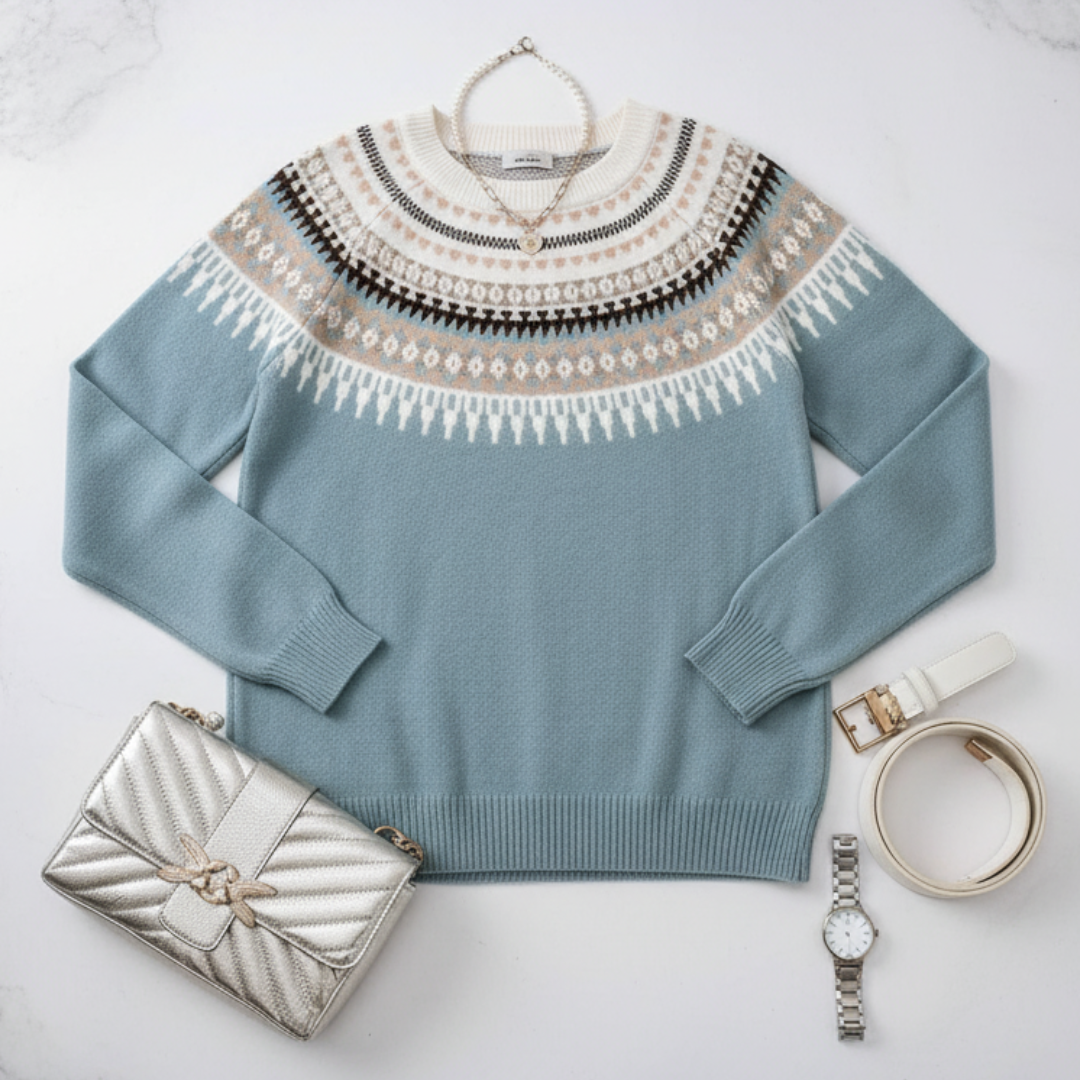 Cozy Fair Isle Women's Sweater | Classic Knit, Round Neck, Long Sleeves 1