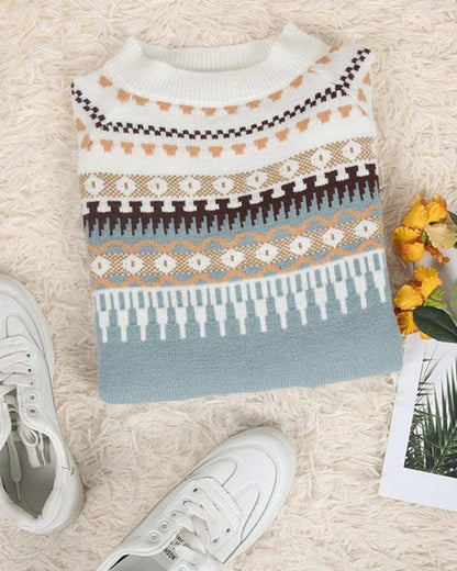 Cozy Fair Isle Women's Sweater | Classic Knit, Round Neck, Long Sleeves 6