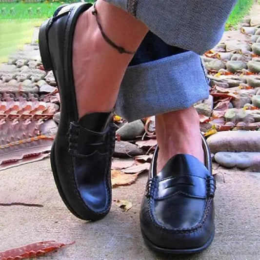 Elegant Black Penny Loafers Women | Classic Moccasin Style, Comfortable Fit 1