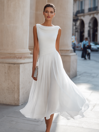 Sable | Pleated Skirt V-Neck Midi — Velouze