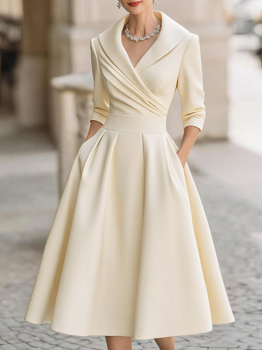 Elegant Long Sleeve Midi Dress