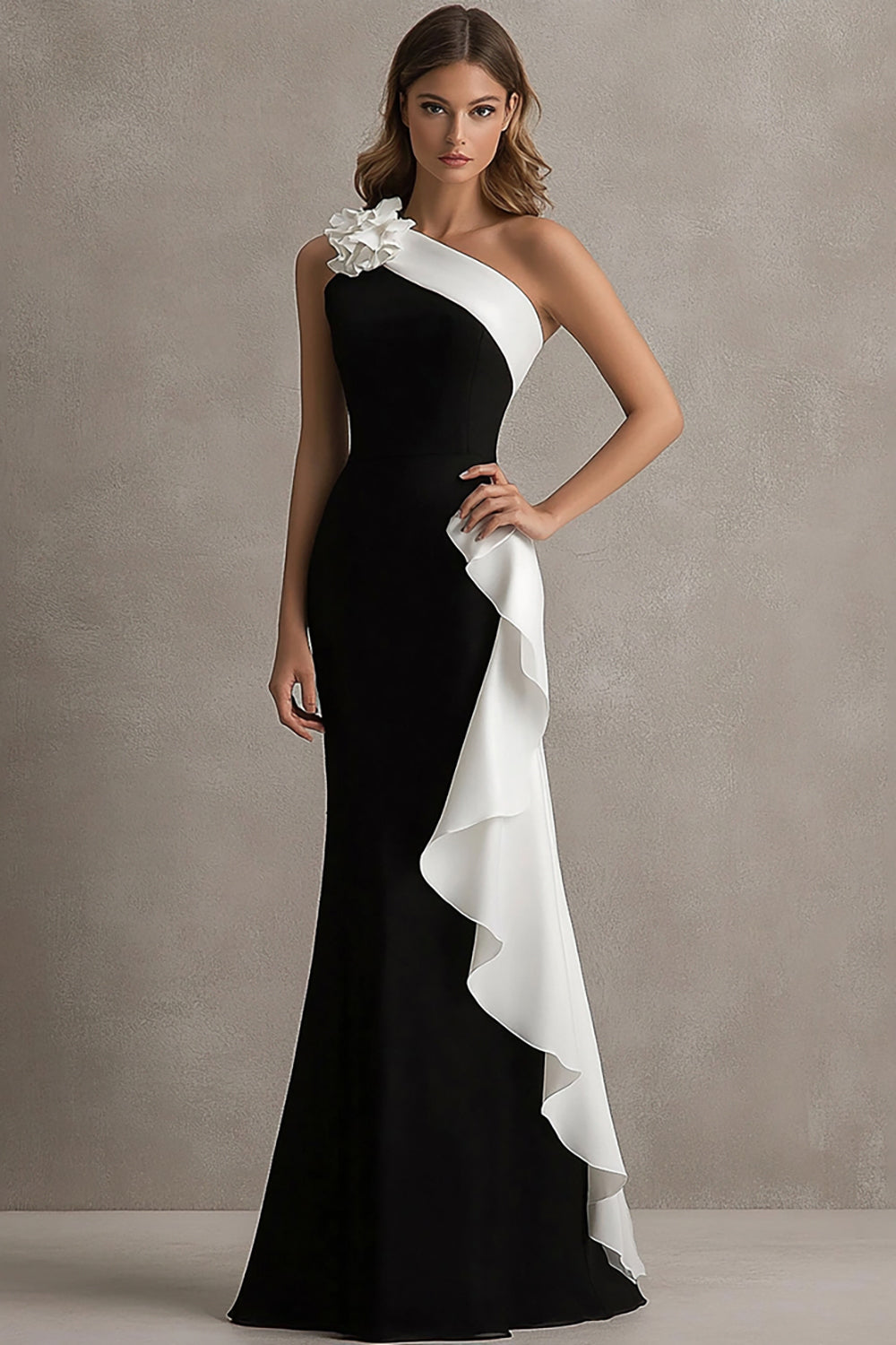 Elegant Mermaid Wedding Guest Dress | Satin with 3D Floral Embellishments 0