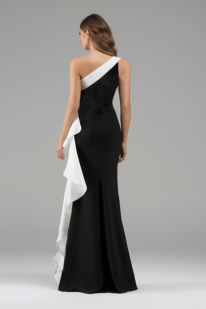 Elegant Mermaid Wedding Guest Dress | Satin with 3D Floral Embellishments 1