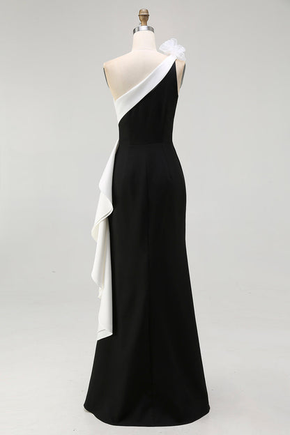 Elegant Mermaid Wedding Guest Dress | Satin with 3D Floral Embellishments 3