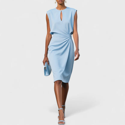 Niamh | Ruched Keyhole Cocktail Midi — Velouze