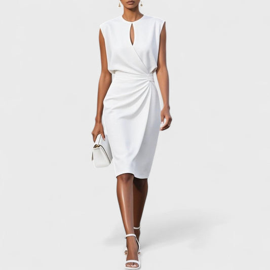 Niamh | Ruched Keyhole Cocktail Midi — Velouze