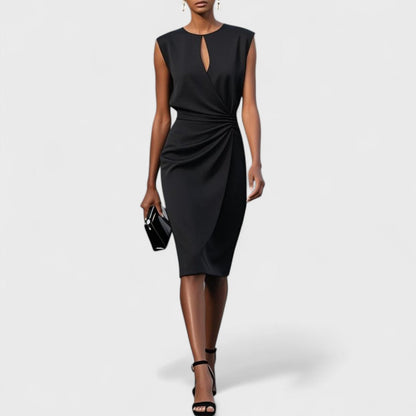 Niamh | Ruched Keyhole Cocktail Midi — Velouze