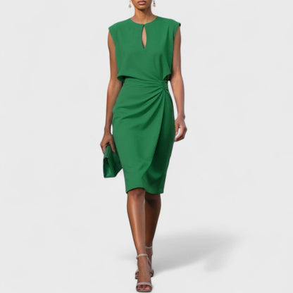 Niamh | Ruched Keyhole Cocktail Midi — Velouze