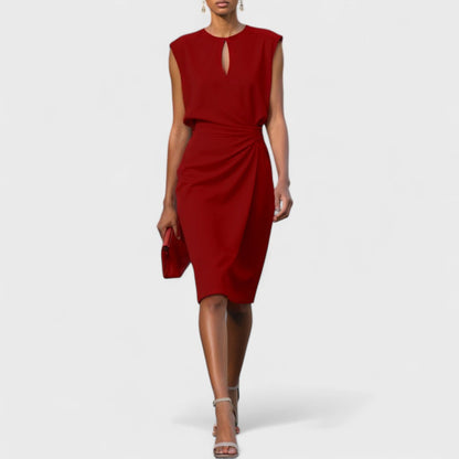 Niamh | Ruched Keyhole Cocktail Midi — Velouze