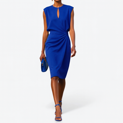 Niamh | Ruched Keyhole Cocktail Midi — Velouze