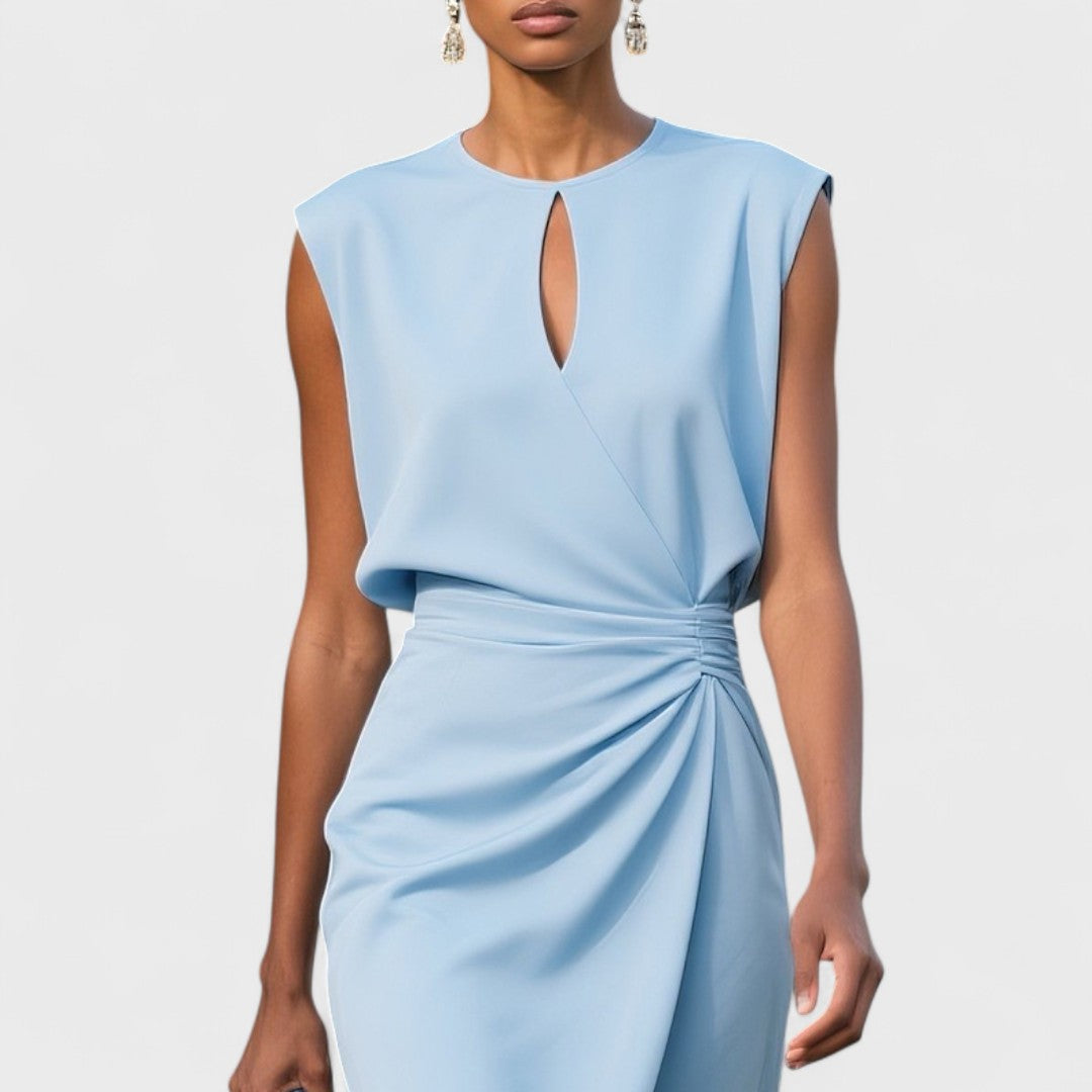 Niamh | Ruched Keyhole Cocktail Midi — Velouze