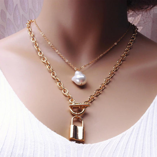 Elegant Pearl Heart Pendant Necklace | Multi-Layer Design, Lightweight 0