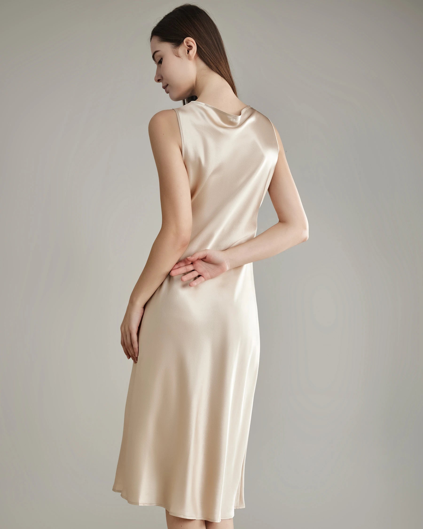 Elegant Silk Slip Dress | 100% Mulberry Silk, Cowl Neck 1