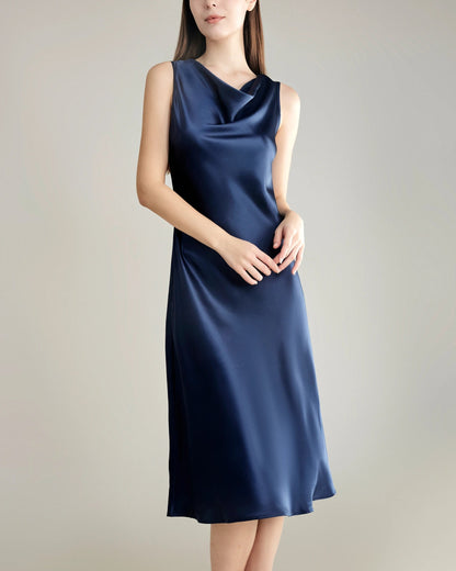 Elegant Silk Slip Dress | 100% Mulberry Silk, Cowl Neck 4