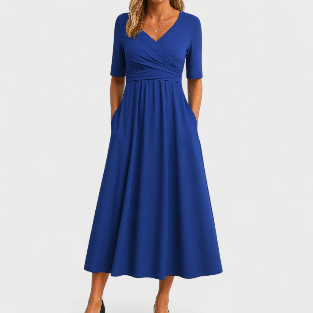 Elegant V-Neck Midi Dress for Women | Soft, Breathable Fabric, Cocktail & Formal 2