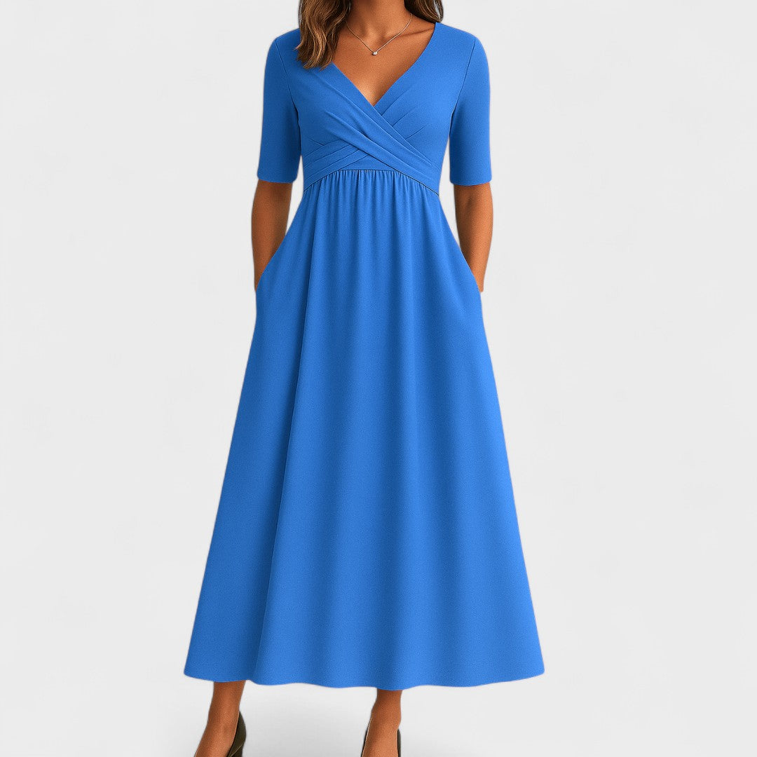 Elegant V-Neck Midi Dress for Women | Soft, Breathable Fabric, Cocktail & Formal 3