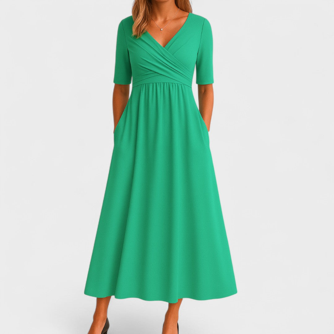 Elegant V-Neck Midi Dress for Women | Soft, Breathable Fabric, Cocktail & Formal 4