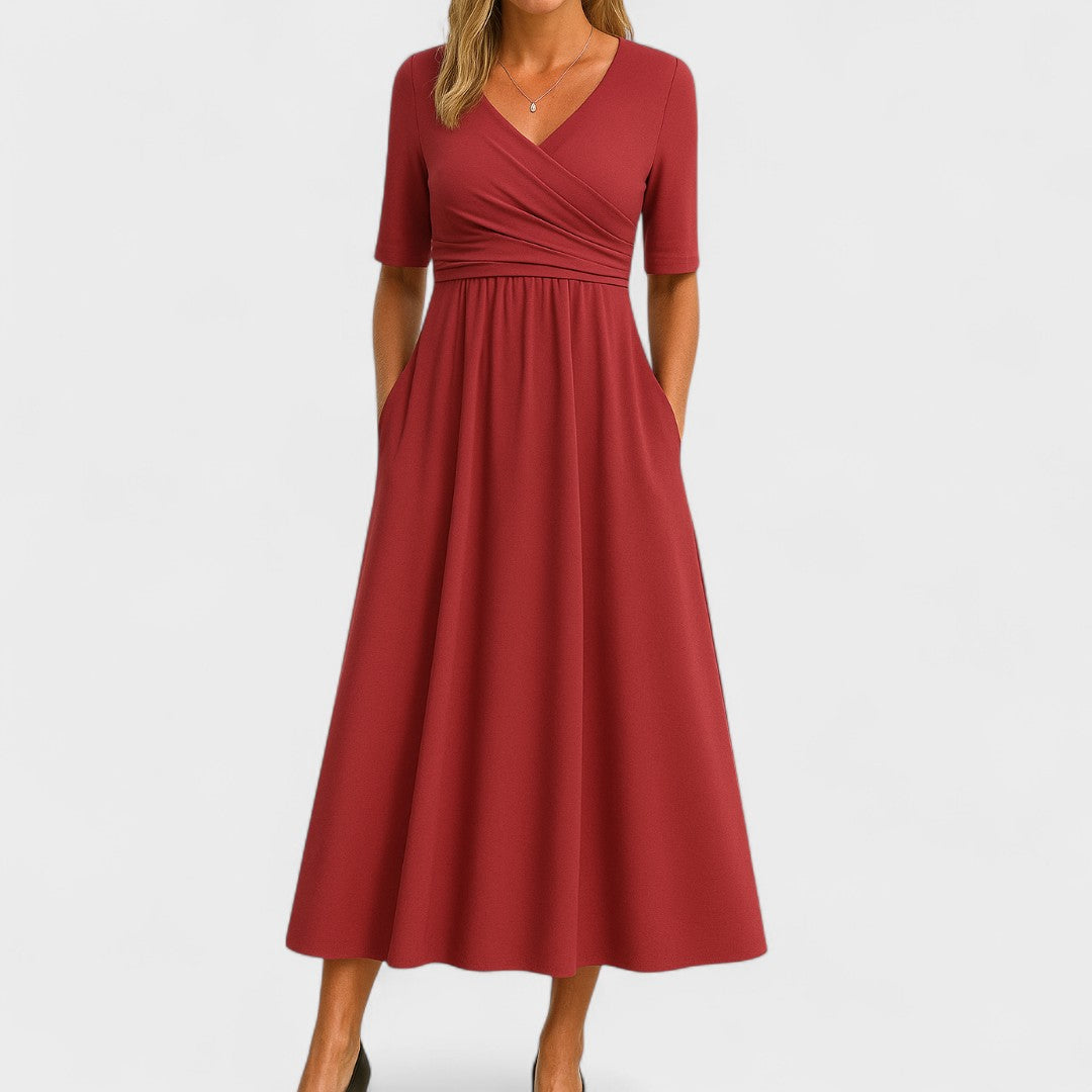 Elegant V-Neck Midi Dress for Women | Soft, Breathable Fabric, Cocktail & Formal 5