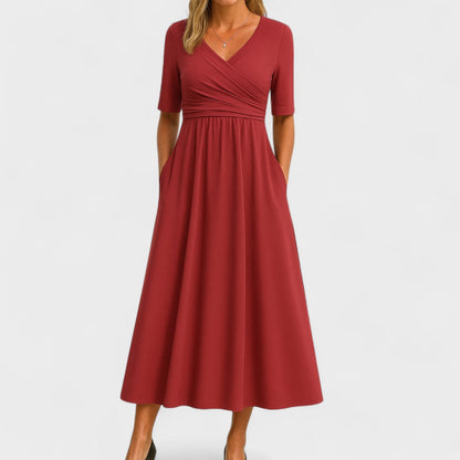 Elegant V-Neck Midi Dress for Women | Soft, Breathable Fabric, Cocktail & Formal 5