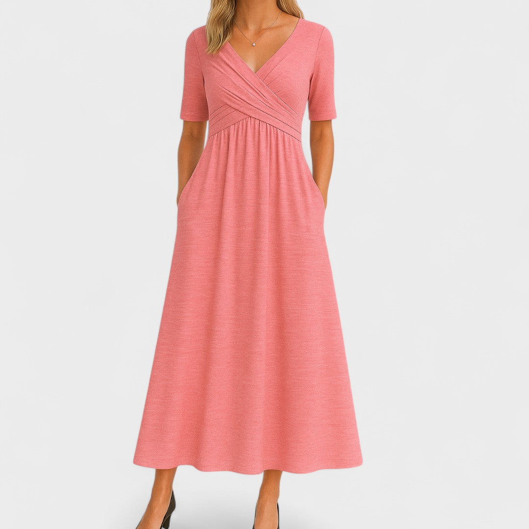 Elegant V-Neck Midi Dress for Women | Soft, Breathable Fabric, Cocktail & Formal 6