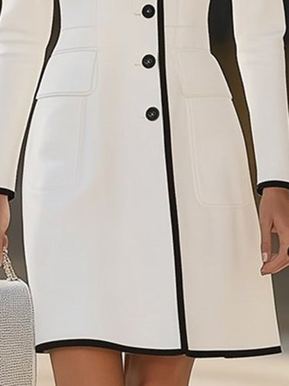 Elegant Women's Dress | Premium Faux Wool, Colorblocking Design 4