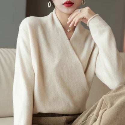 Elegant Wrap Sweater for Women | Soft Knitted V-Neck, Loose Fit 2