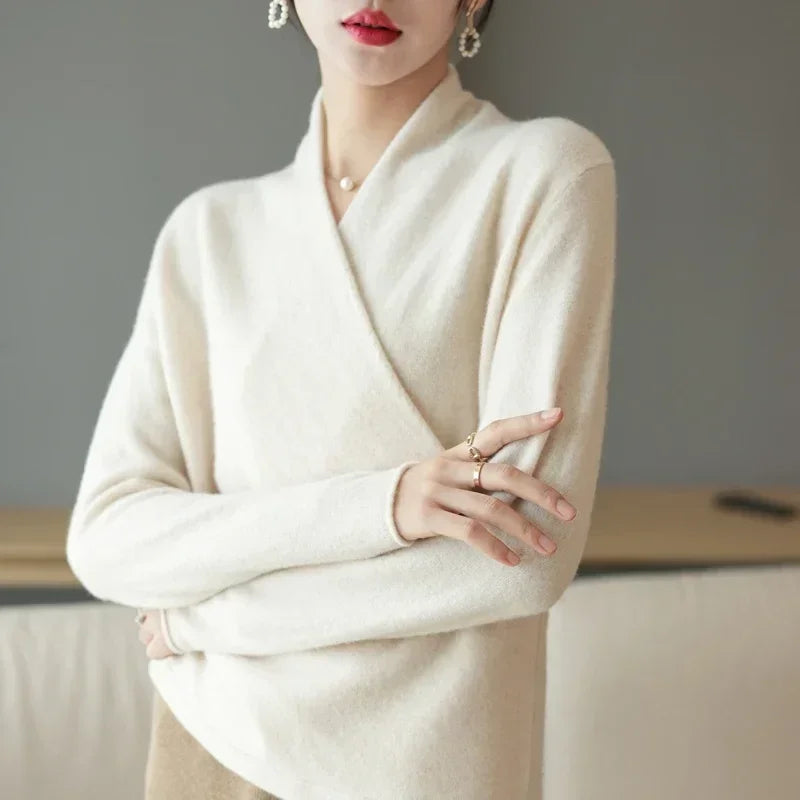 Elegant Wrap Sweater for Women | Soft Knitted V-Neck, Loose Fit 3