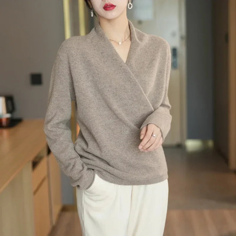 Elegant Wrap Sweater for Women | Soft Knitted V-Neck, Loose Fit 4