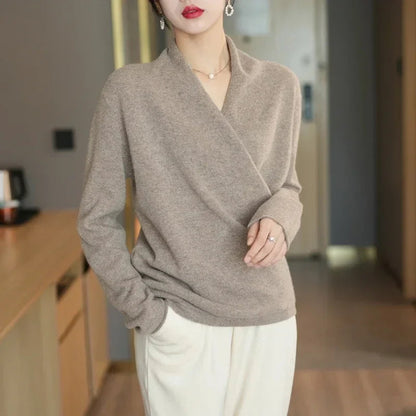 Elegant Wrap Sweater for Women | Soft Knitted V-Neck, Loose Fit 4