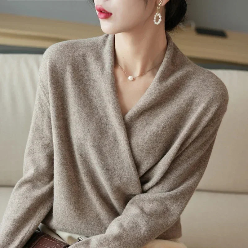 Elegant Wrap Sweater for Women | Soft Knitted V-Neck, Loose Fit 5