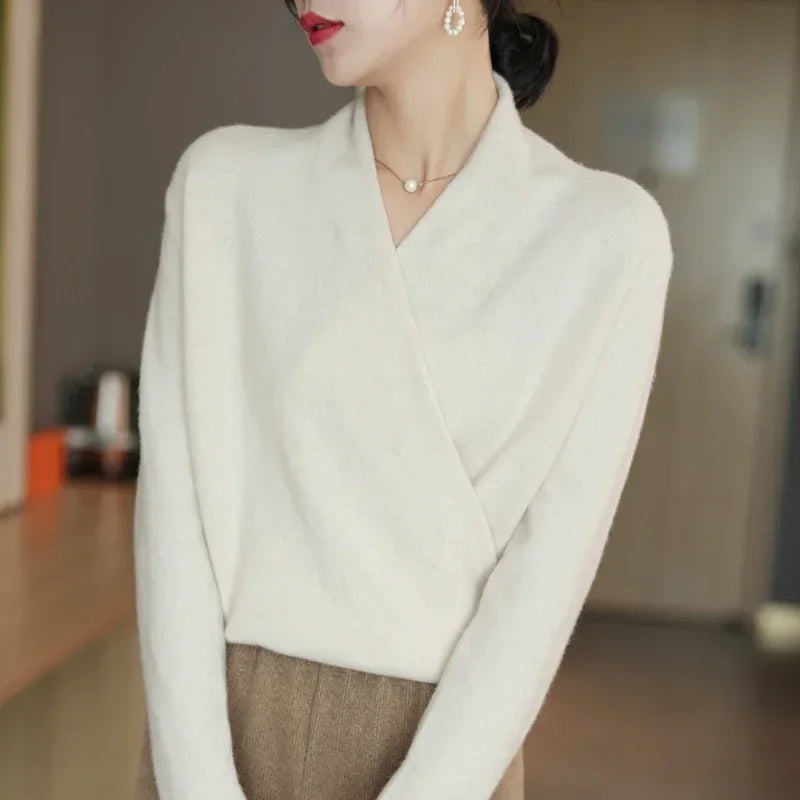 Elegant Wrap Sweater for Women | Soft Knitted V-Neck, Loose Fit 7