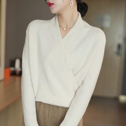 Elegant Wrap Sweater for Women | Soft Knitted V-Neck, Loose Fit 7