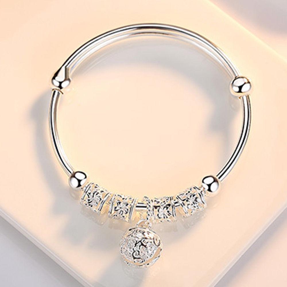 Floral Charm Bangle Bracelet for Women | Sterling Silver Lightweight Elegance 2