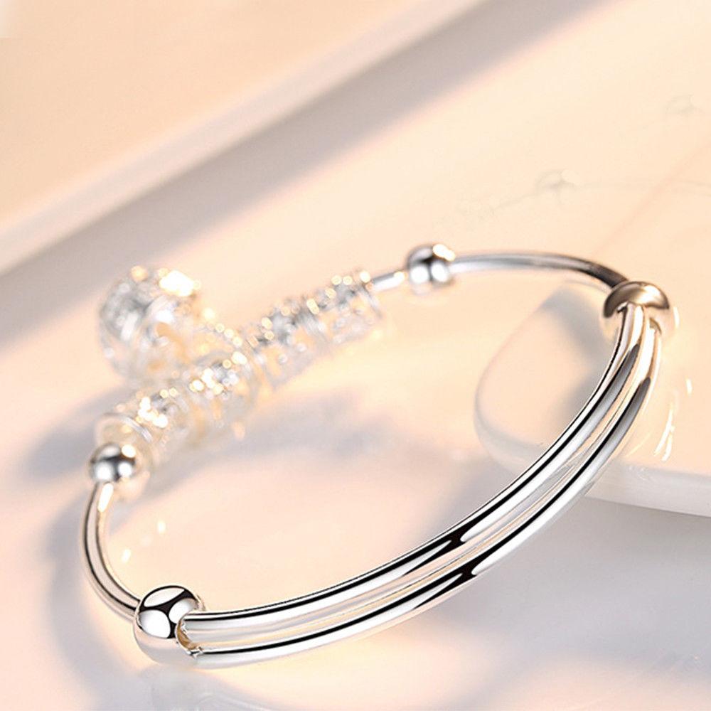 Floral Charm Bangle Bracelet for Women | Sterling Silver Lightweight Elegance 3