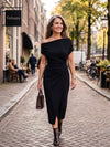 Vashti | One-Shoulder Pleated Midi