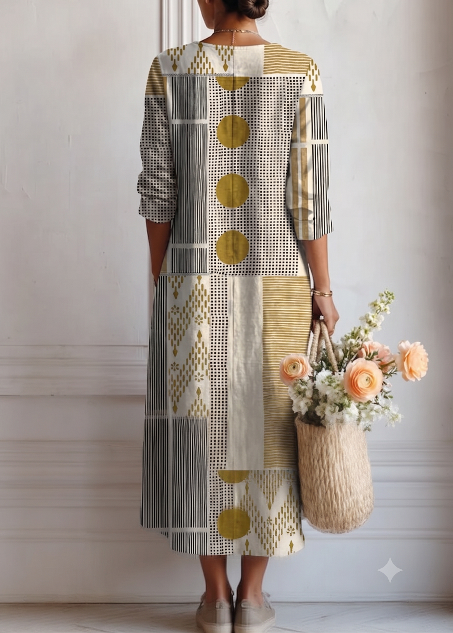 Winifred | Midi-Kleid mit böhmischem Blumenmuster