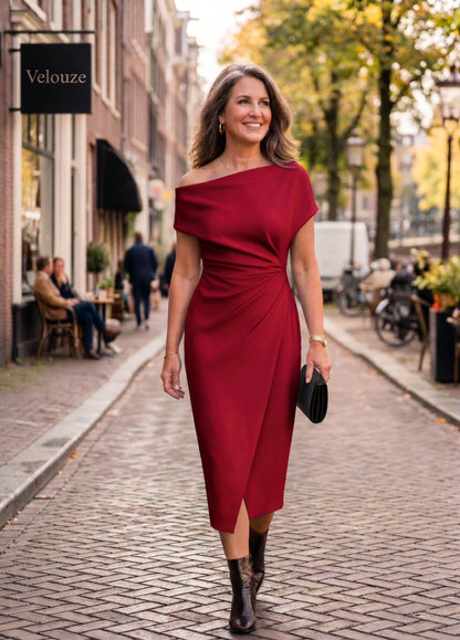 Vashti | One-Shoulder Pleated Midi