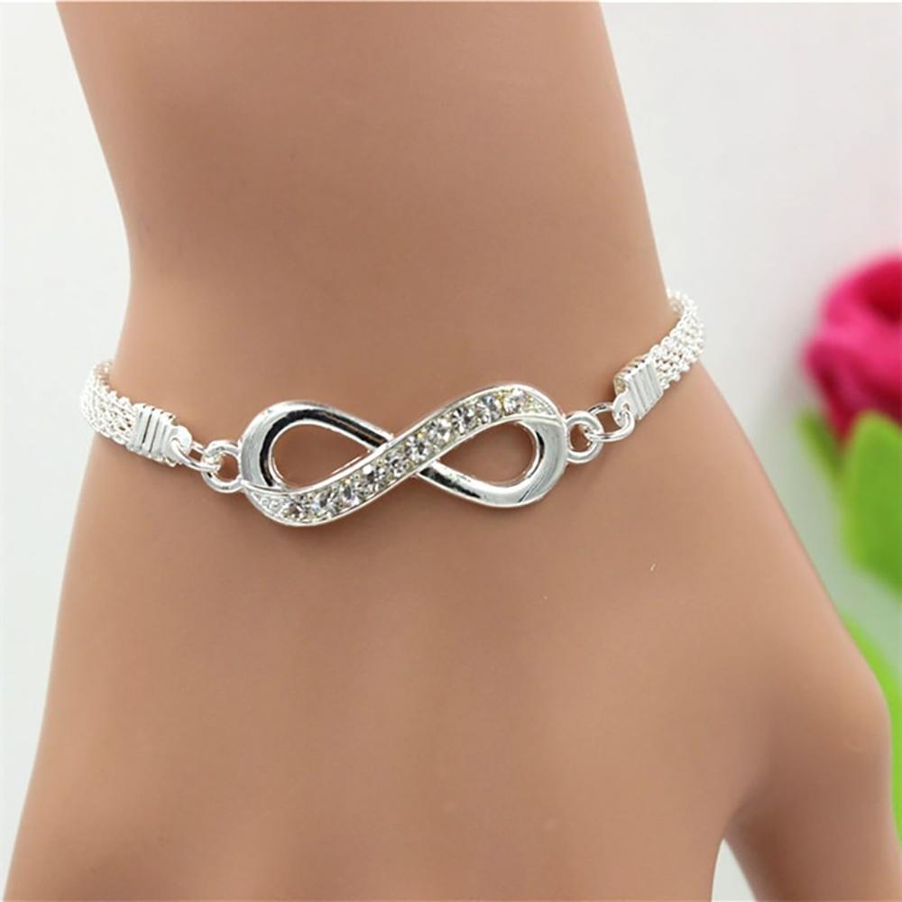Infinity Bracelet for Women | Zinc Alloy with Rhinestones, Elegant Love Design 0