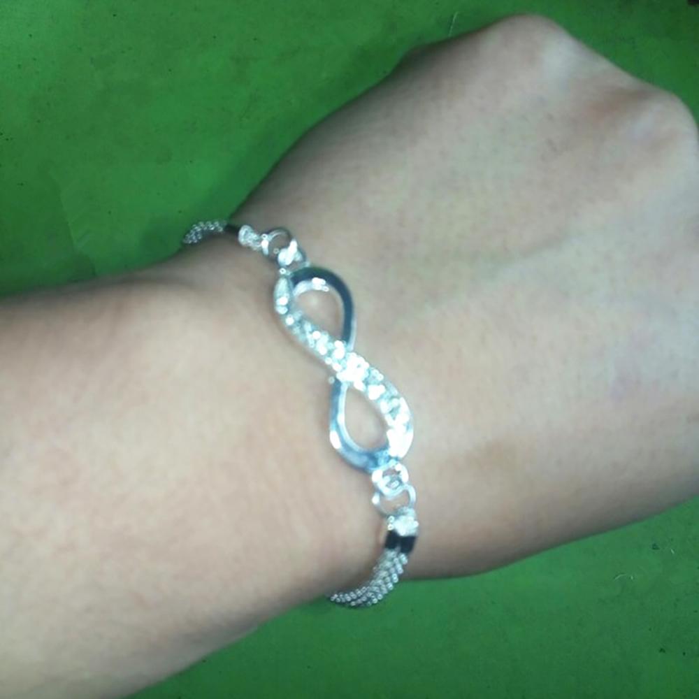 Infinity Bracelet for Women | Zinc Alloy with Rhinestones, Elegant Love Design 1