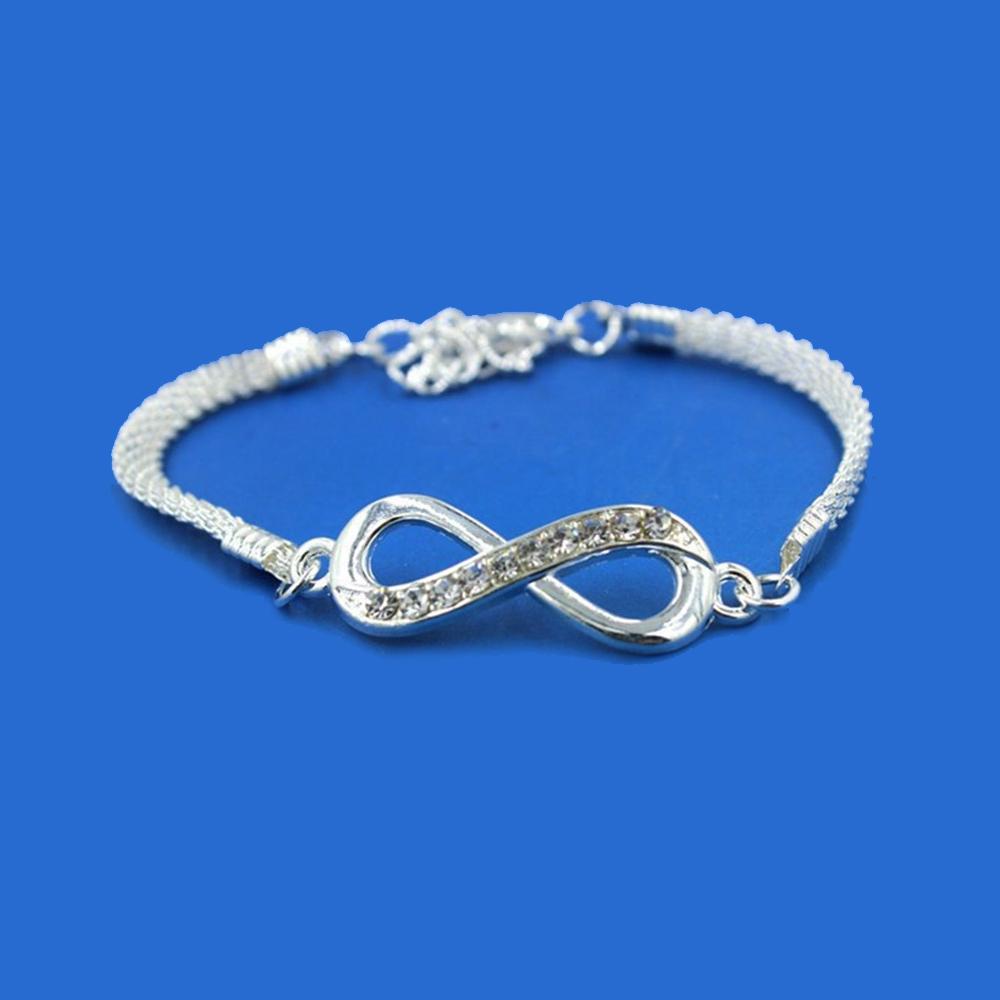 Infinity Bracelet for Women | Zinc Alloy with Rhinestones, Elegant Love Design 2