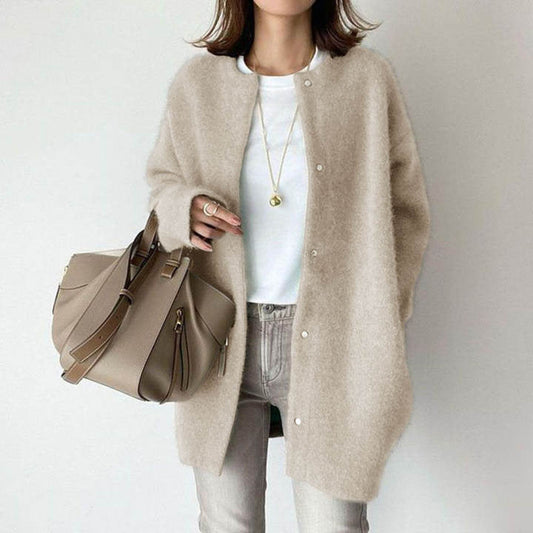 Luxe Wool Cardigan | Soft Wool and Suede Blend, Relaxed Fit for Women 0
