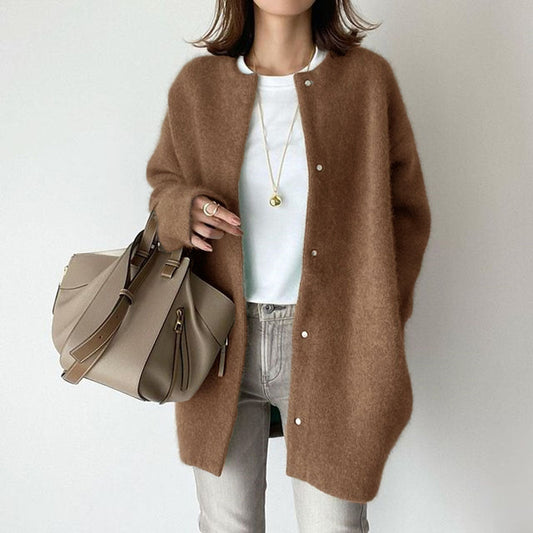 Luxe Wool Cardigan | Soft Wool and Suede Blend, Relaxed Fit for Women 1
