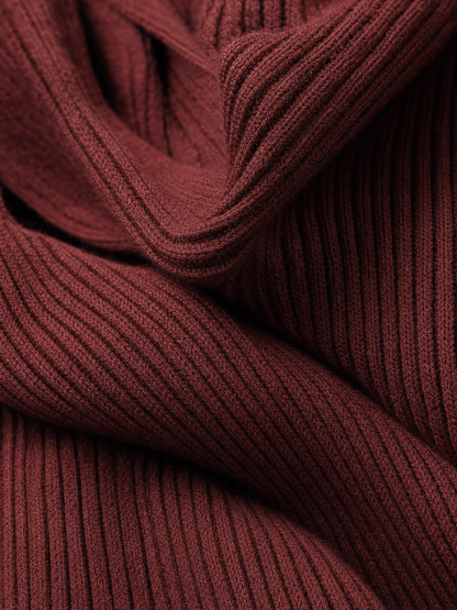 Verena Belted Turtleneck in Wine Red – Women's Midi Dress